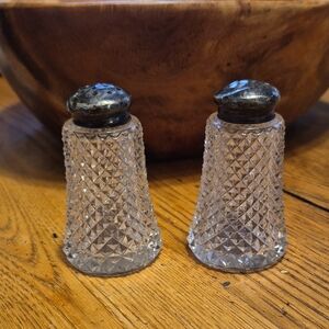 Vintage Glass And Sterling Salt and Pepper Shakers